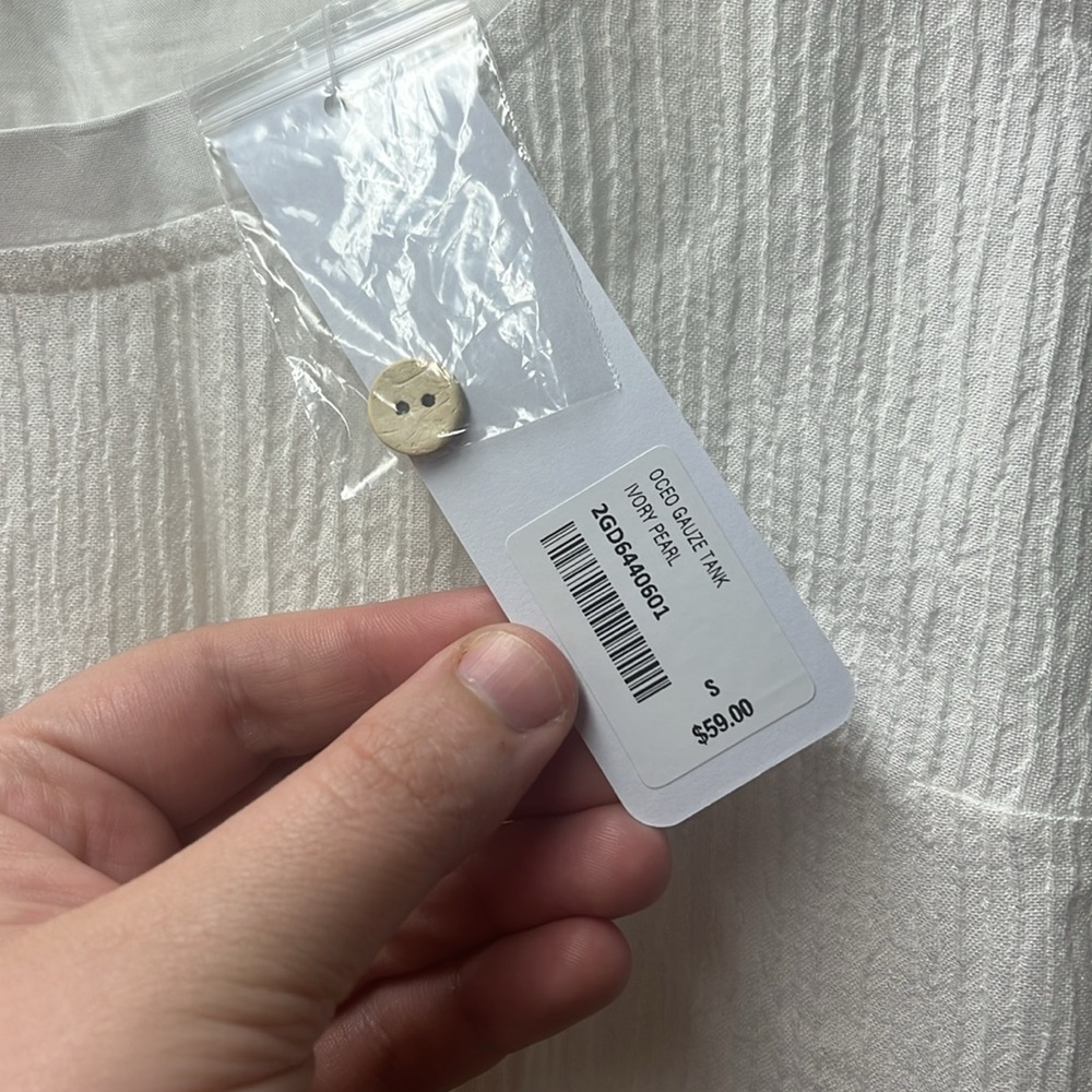 Soft Surroundings Ivory Pearl Oceo Gauze Tank- S - Picture 6 of 7